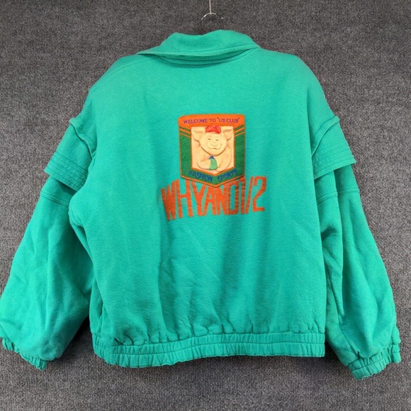 Why And 1/2 Ladies Jacket Long Sleeve Green Actual 52x23 Shoulder Pads Funny Pig - Picture 6 of 14